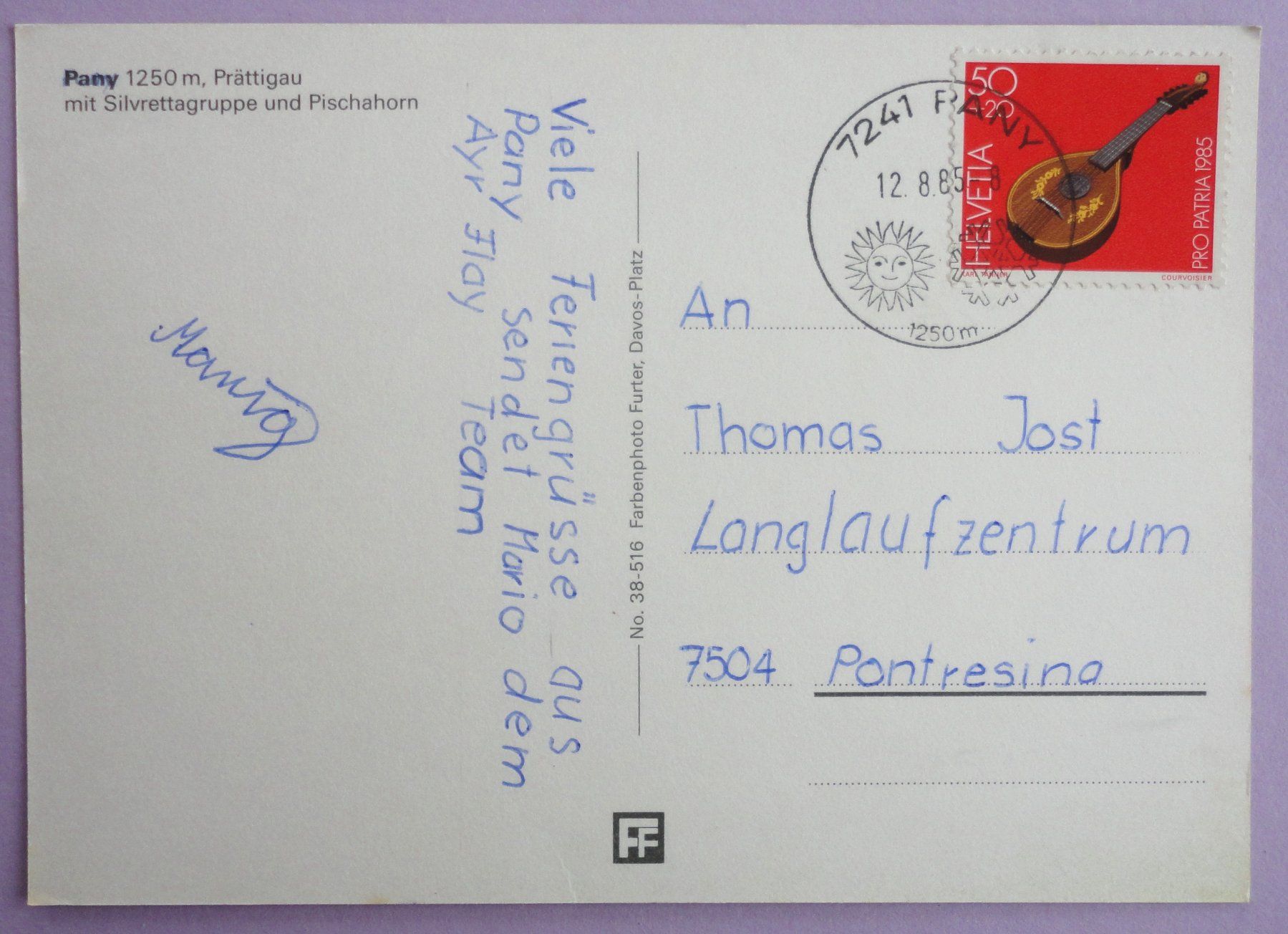 Cartoline postali: Pany 1250 m, Prättigau, – Usato da Fétigny venduto da Billy2miny 1