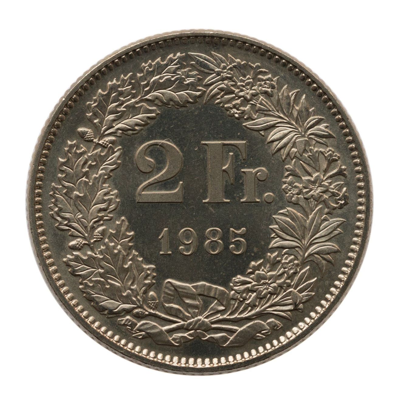 Alle Münzen: 2 Franken 1985 stgl – Gebraucht aus Rotkreuz von Swiss-Coins