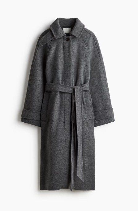 H&M Cappotti: H&M Mantel mit Bindegürtel - Grau - neu – Nuovo e nell'imballaggio originale da Stallikon venduto da ulv_k7jj