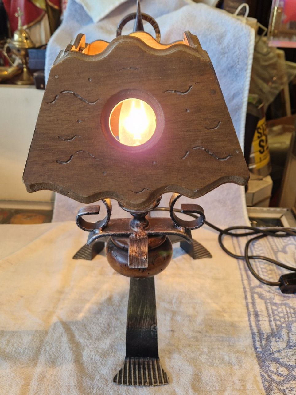 Lampes: Schmiedeisene Vintage Nachttischlampe – D'occasion à Wädenswil par tome70 1