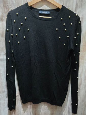 🎉 ZARA KNIT Feinstrickpullover - S - mit Perlen