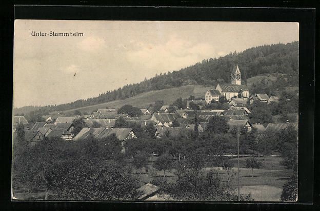 Ansichtskarten: Unter-Stammheim, Teilansicht mit Kirche – Gebraucht aus Berlin von bartko-reher