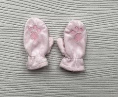 6-12 Mnt. Handschuhe/Fäustling mit Pfötli Applikation rosa