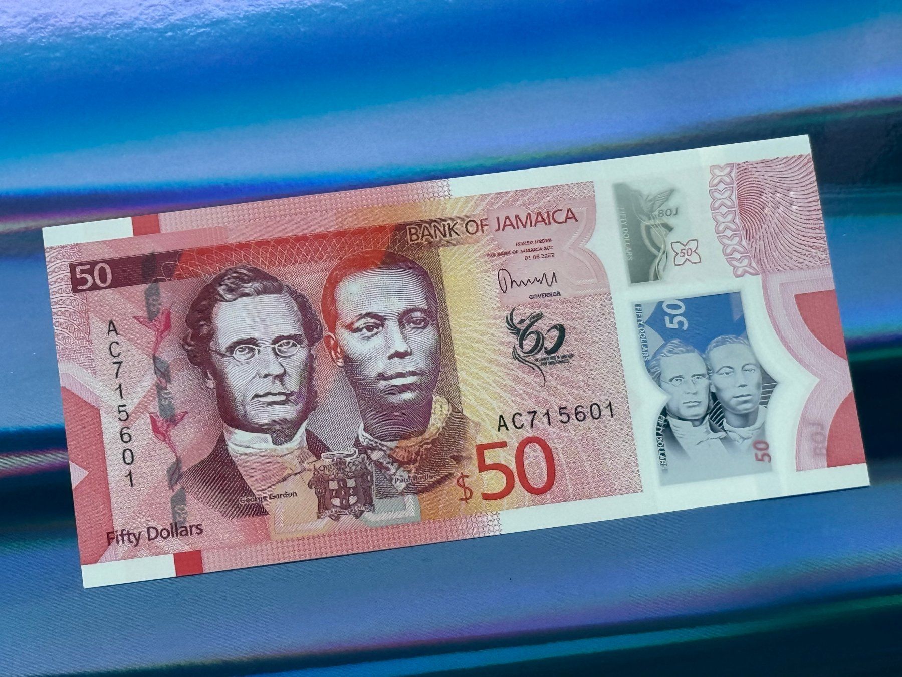 Banconote: GORDON & BOGLE - Jamaica 2022 - 50 Dollars UNC - Polymer – Nuovo e nell'imballaggio originale da Pfäffikon SZ venduto da Sieben77 6