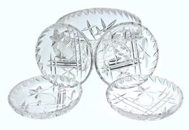 schwere Glas Schüssel mit 4 Schalen super schön geschliffen