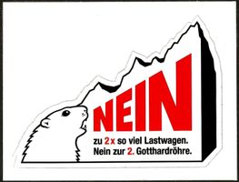 Abstimmungskleber Nein zur 2. Gotthardröhre