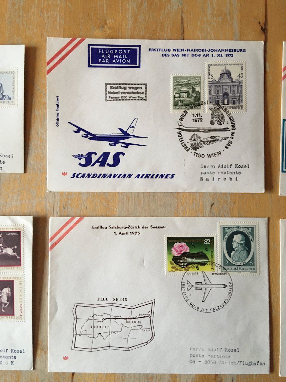 Tutti i francobolli: 8 Flugbriefe Österreich 1972-76 – Usato da Nesslau venduto da andi_hon 2