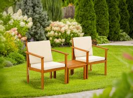 2er Set Gartenstühle mit Tisch FSC Akazienholz FABRIKNEU