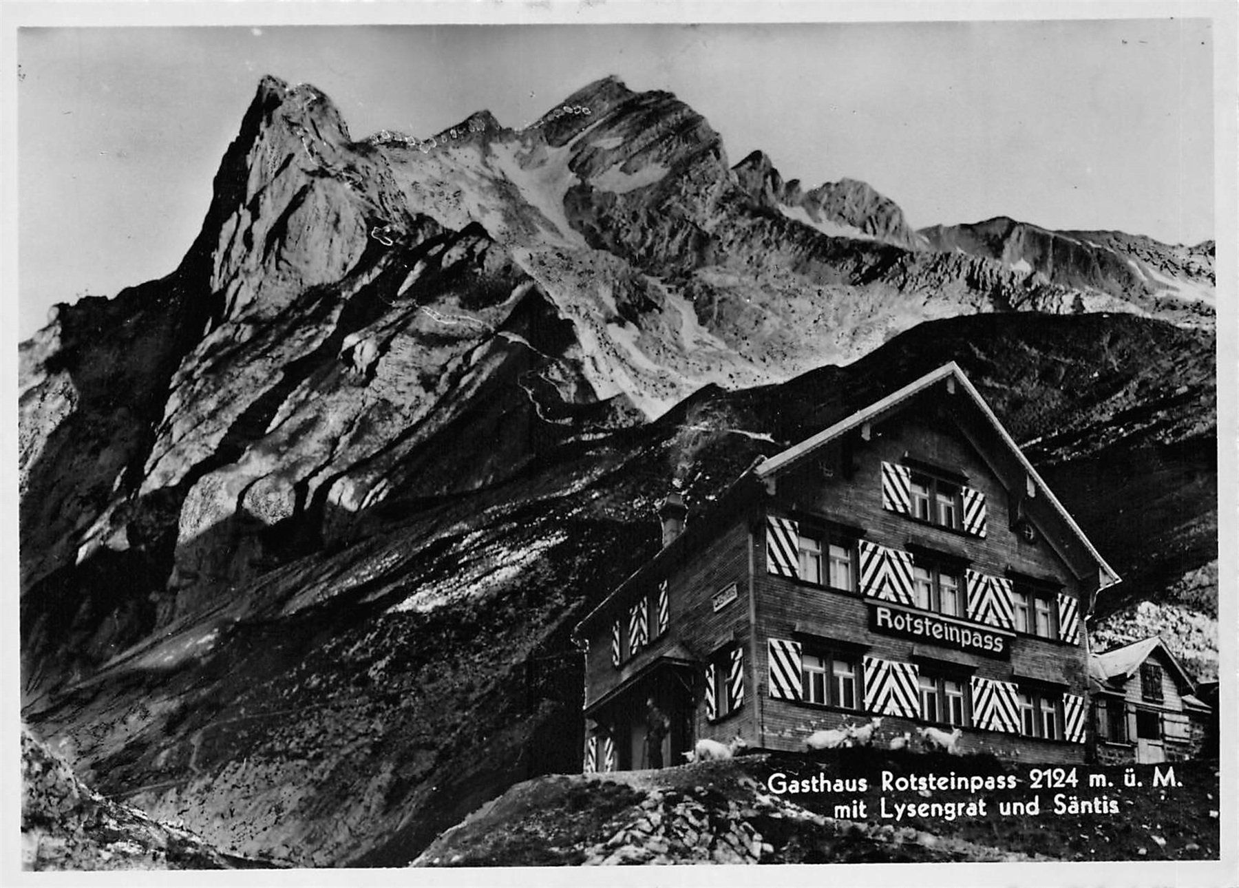 Cartoline postali: Rotsteinpass, Gasthaus Rotsteinpass mit Lysengrat – Usato da Ottikon b.Kemptth. venduto da Neptun1974