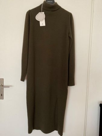 ALLUDE Wolle Kaschmir Strickkleid Gr XS Olivgrün NEU NP 450