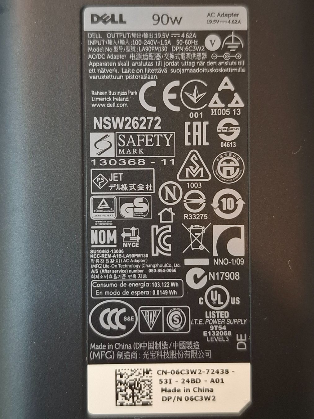 Dell Caricabatterie: Dell Netzteil 90W CN-06C3W2 – Usato da Brügg BE venduto da POU-BELLE 2