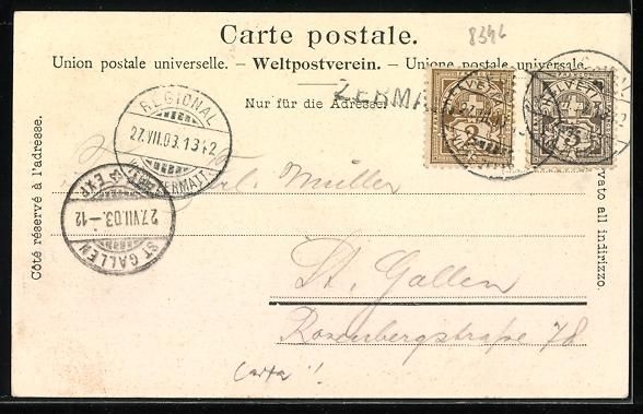Cartoline postali: Zermatt, Ortsansicht und Mischabelhörne – Usato da Berlin venduto da bartko-reher 1