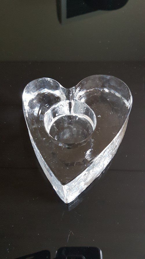 Portacandele: Teelichthalter massiv Glas in Herzform – Usato da Giswil venduto da online-Brockenhaus 1