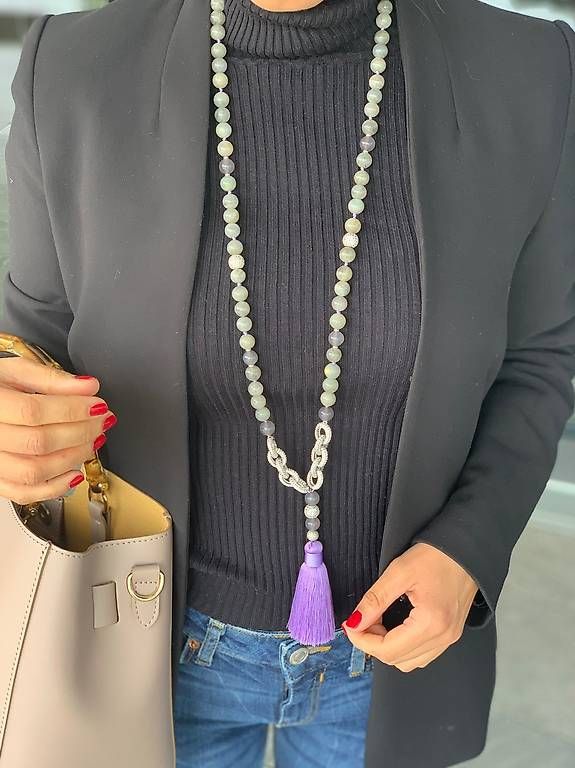 Catenine: Schöne Stein Perlenkette mit Quaste Tassel – Usato da Buchs SG venduto da jco_st8t 1
