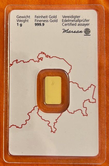 Metalli preziosi: Goldbarren 1 Gramm - Fine Gold 999.9 - Zertifiziert – Nuovo e nell'imballaggio originale da Neuhausen venduto da Hs8 3