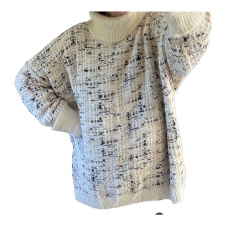 Kuscheliger Oversized Tweed-Rollkragenpullover L-XXL