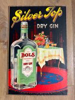 Altes Werbeschild Werbung Karton Silver Top Dry Gin Bols