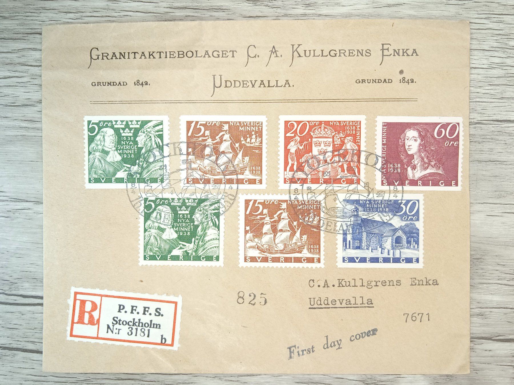 Tutti i francobolli: TR65 Enveloppe + Timbre Suede 1938 – Usato da Cousset venduto da Patrick_Collections