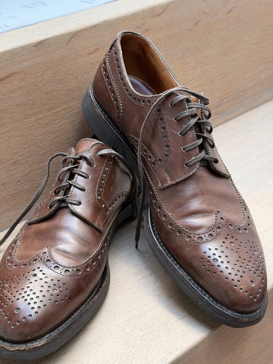 Scarpe da uomo: Ed Meier Herren Budapester, braun Grösse 8.5 D Leder Brogues – Usato da Oberwil b. Zug venduto da hallihallo12