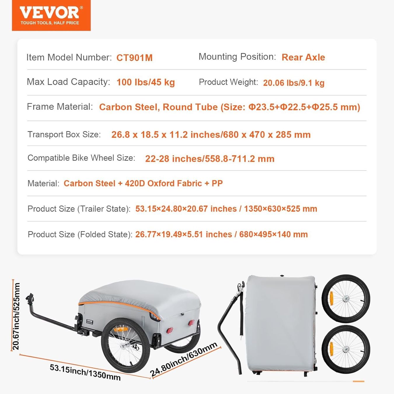 Rimorchi per biciclette: VEVOR Fahrradanhänger 45kg – Nuovo e nell'imballaggio originale da Bottighofen venduto da zaap 5