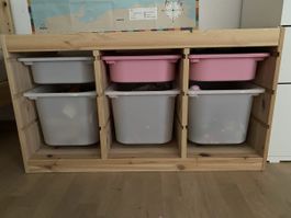 Wooden IKEA Toy Storage Unit with 6 Bins