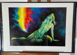 Kunstdruck, Mann mit Feuer
