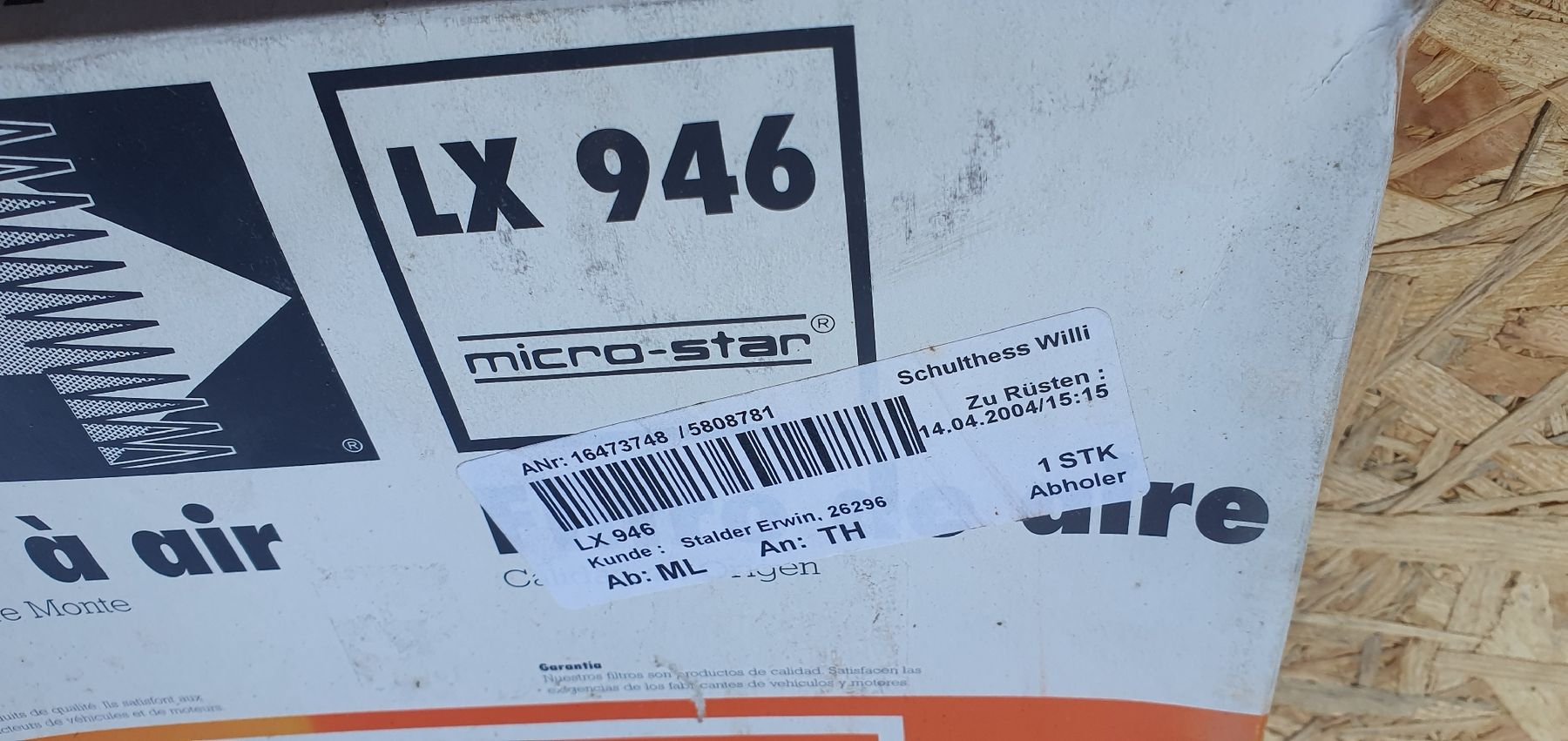 Ventilazione: Knecht / Microstar Luftfilter LX 946 - Neu & Original! – Nuovo e nell'imballaggio originale da Langnau i. E. venduto da Superseven69 1