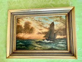 Antikes edles Ölgemälde Segelschiff