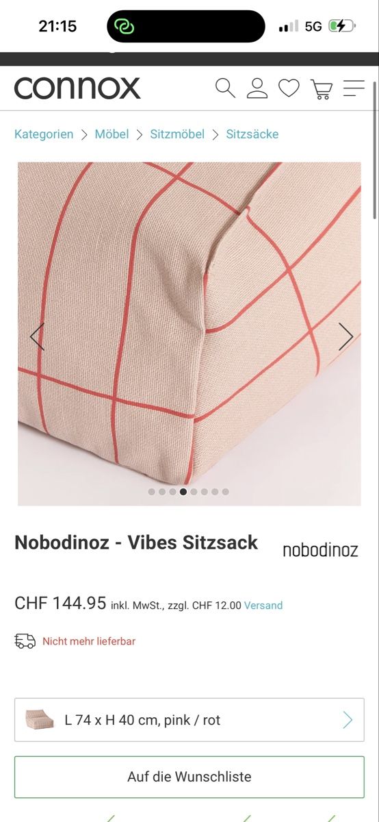 Nobodinoz Poltrone: Kinder-Sitzsack pink/rot kariert – Usato da Biel/Bienne venduto da leo_h2vb 2