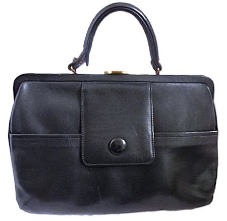 Handtasche Leder schwarz ! BLICKFANG !  L33cm H22cm VINTAGE