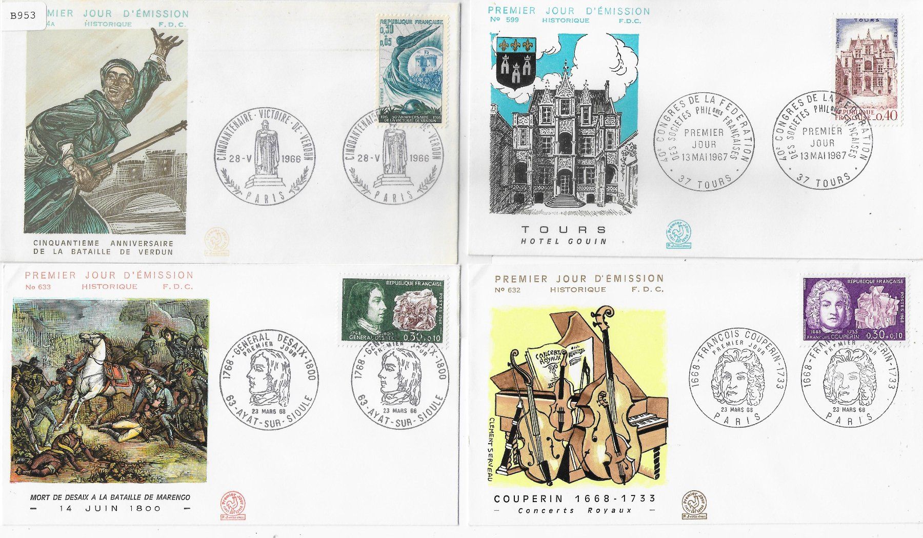 Tutti i francobolli: 4 FDC Frankreich 1966-68 – Nuovo e nell'imballaggio originale da Ettingen venduto da Kartenplanet