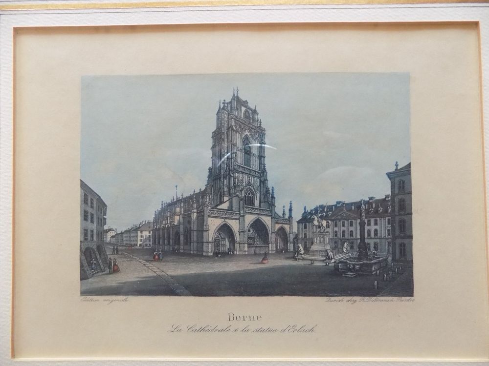 Incisioni: Bern Münster Erlach Statue Goldrahmen – Usato da Risch venduto da Rischli15 2