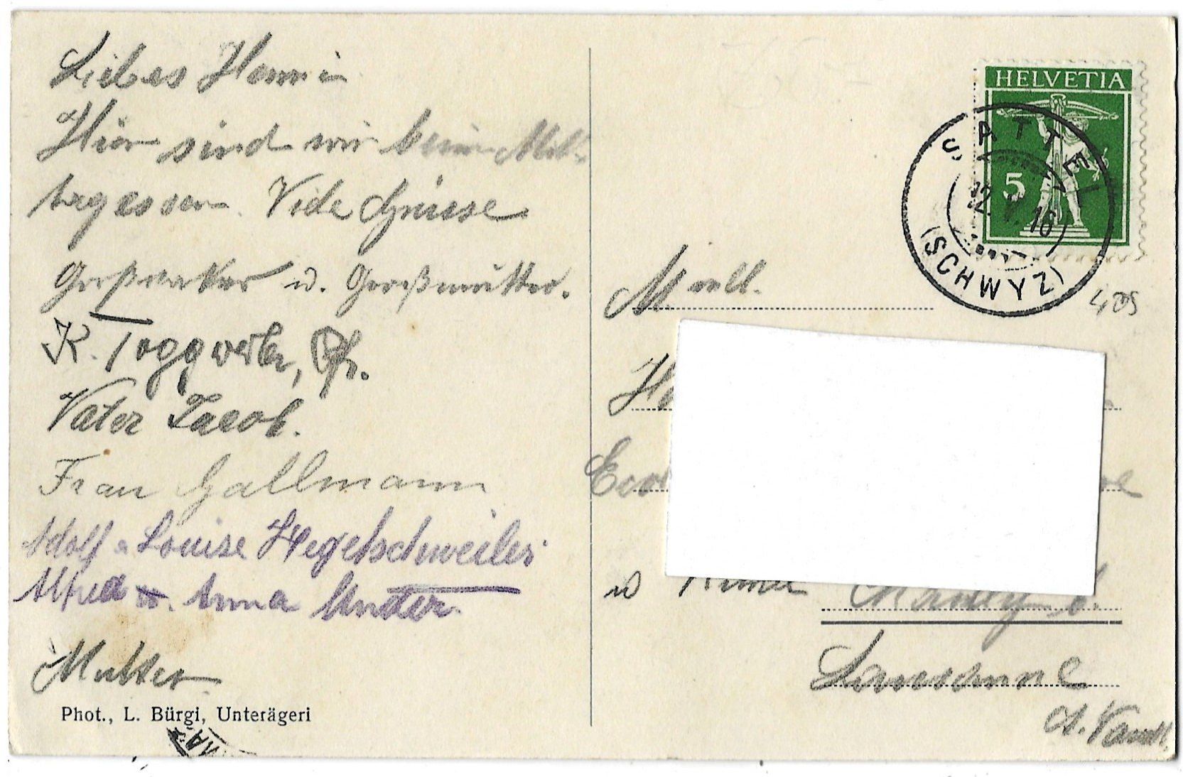 Cartoline postali: Ansichtskarte  Sattel – Usato da Bütschwil venduto da Jackson1A 1