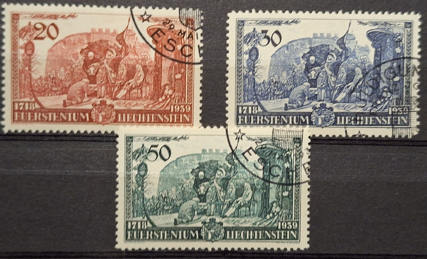 Tutti i francobolli: Liechtenstein 1939 Nr. 144 - 146  – Usato da Balgach venduto da SIMEON27