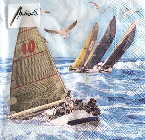 Tovaglioli: Serviette sailboats (1391) 2Stk. – Nuovo (secondo la descrizione) da Schlatt TG venduto da kreativ-atelier