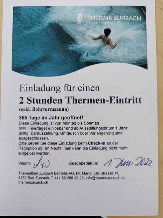 Thermen Eintritt Bad Zurzach Kaufen Auf Ricardo