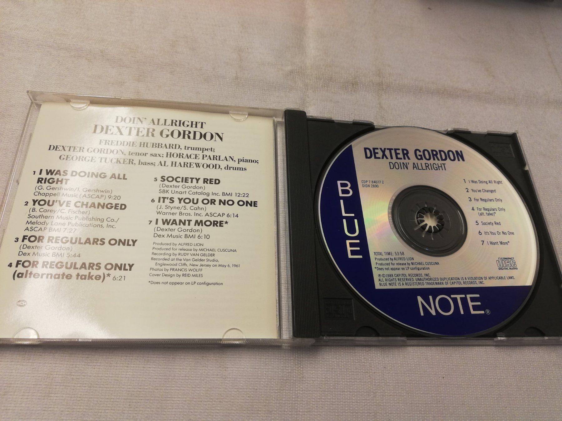 CD: DEXTER GORDON - DOIN' ALLRIGHT (BLUE NOTE) – Usato da Bern venduto da Vinylsound.ch 2