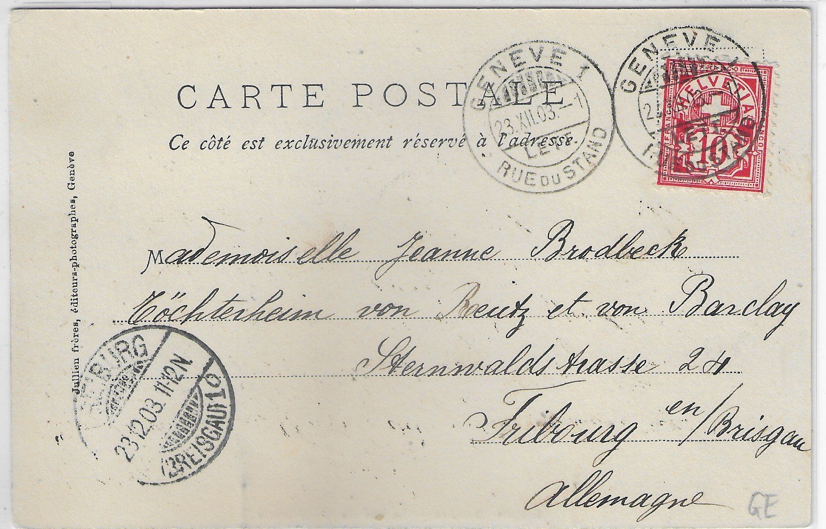 Cartoline postali: Geneve - La rue du Mont-Blanc - animee – Usato da Ettingen venduto da Kartenplanet 1
