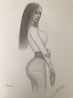 Dessin original signé, gd format a3, Vanessa