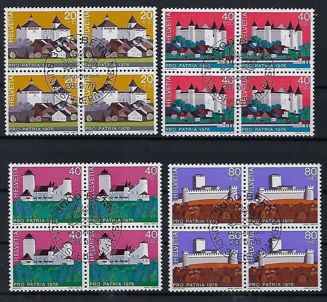 Alle Briefmarken: Pro Patria 1976 Viererblochs    11084 – Gebraucht aus Lunden von Animus999