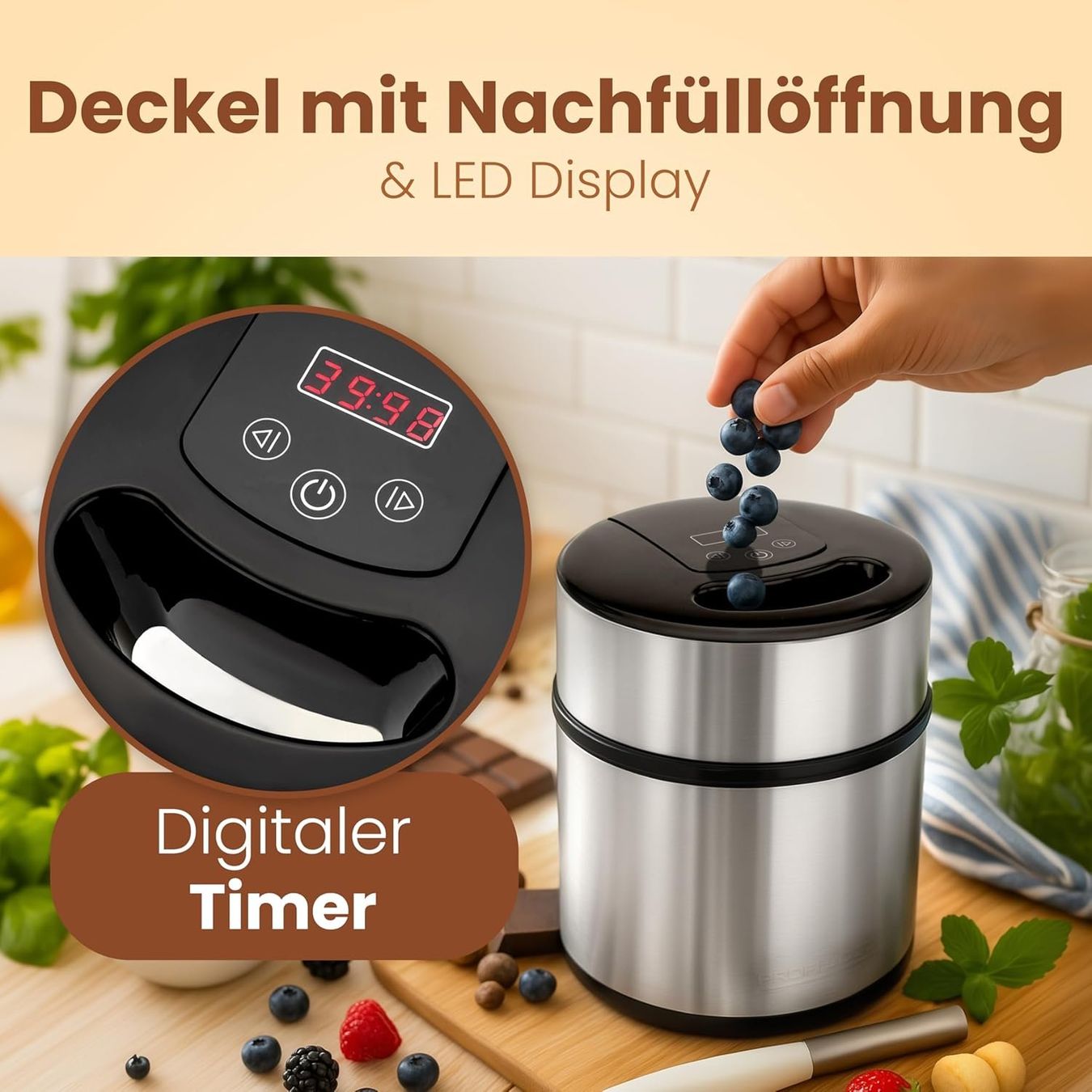 Elettrodomestici da cucina: Eismaschine 1800ml Eiscreme Joghurtbereiter Sorbet Timer – Nuovo e nell'imballaggio originale da Zürich venduto da jasminleut 4