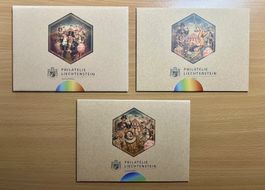 3 Kryptobriefmarken Liechtenstein "Crypto Circus" Regenbogen