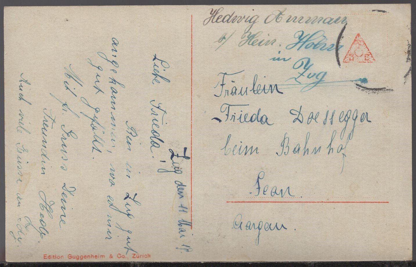 Ansichtskarten: Zug   Panorama  1919 – Gebraucht aus Aarau von kufi44 2