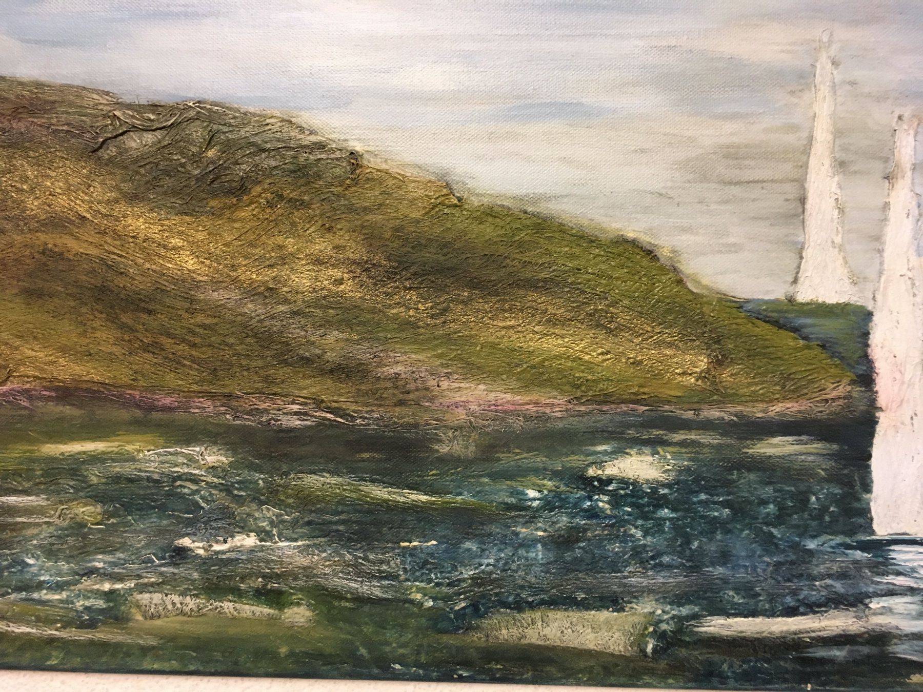 Dipinti: Boot, Meer,  Acryl Mischtechnik, Elisabeth Marti – Usato da Rheineck venduto da emma.gut 7