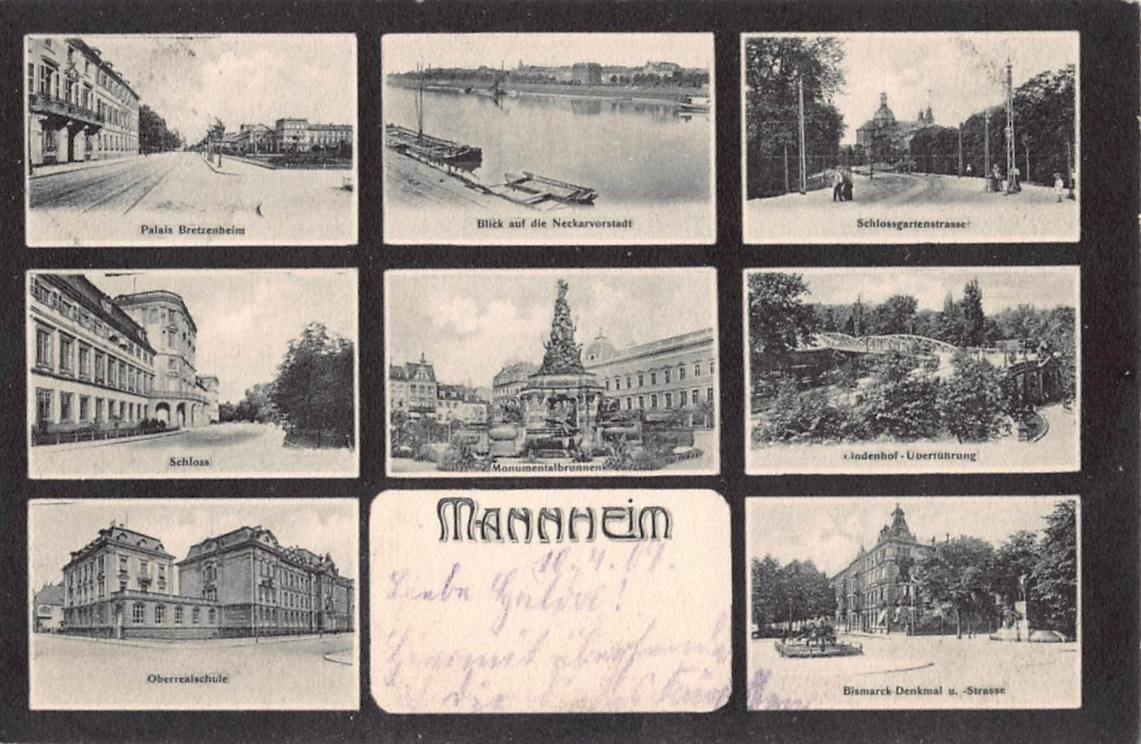 Cartoline postali: Gruss aus MANNHEIM - uralte Postkarte mit 8 Ansichten – Usato da Winterthur venduto da SchatzchischtliWinti