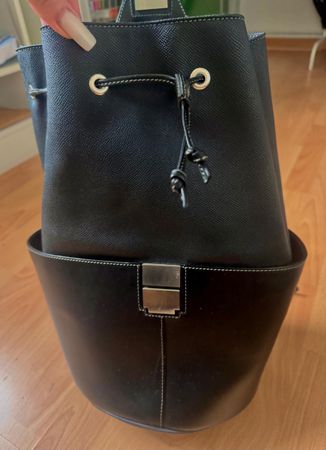 Iceberg Black Leather Bucket Bag - stylish and roomy