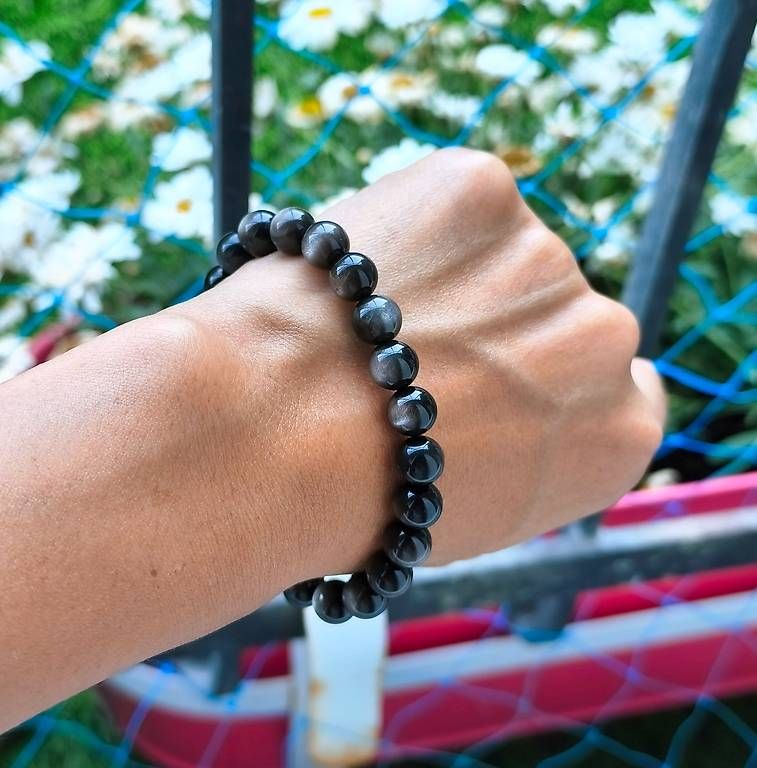 Bracciali & Braccialetti: Bracelet en Obsidienne Argentée 8mm – Usato da Ursy venduto da tan_8qdl 2