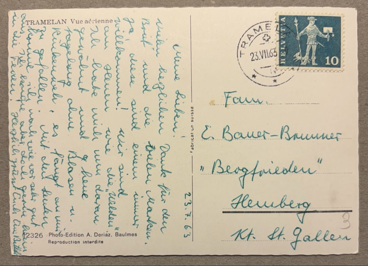 Cartoline postali: Flugaufnahme Tramelan – Usato da Luzern venduto da Balbel 1