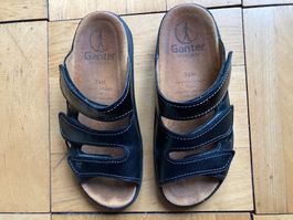 Ganter Sandalen, Schwarz, Leder, Grösse 36.