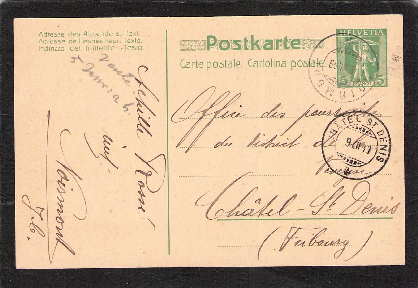 Tutti i francobolli: Suchard PK 036.SUCH 34 ,   gel. 8.Xll.1909 – Usato da Reichenburg venduto da Pipo-67 1